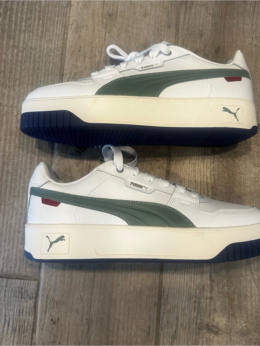 New PUMA Carina Street Lux Sneakers White Green Gold Women’s Size 10